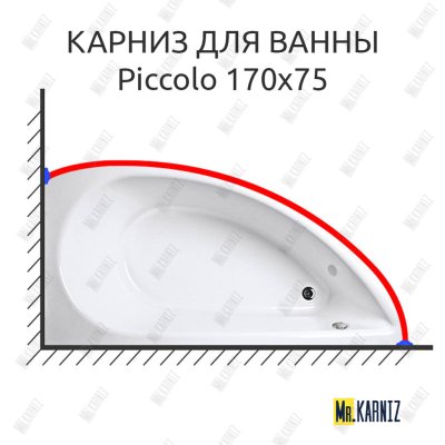 Карниз для ванны 1 MarKa Piccolo 170х75 Усиленный 25 мм MrKARNIZ