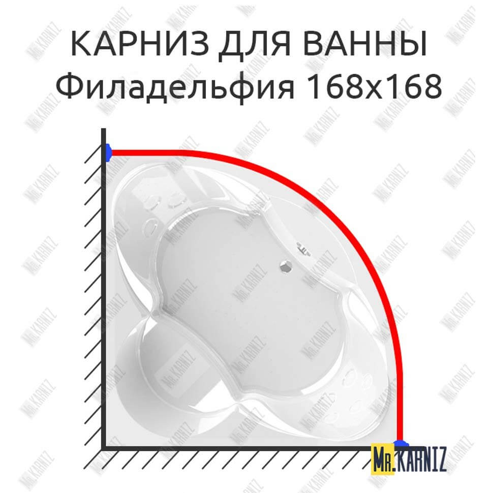Карниз для ванны Radomir Филадельфия 168х168 Усиленный 25 мм MrKARNIZ Карниз для ванны Radomir Филадельфия 168х168 Усиленный 25 мм MrKARNIZ