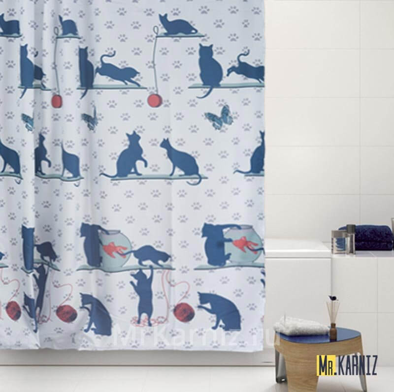 Штора для ванной Cat and Fish