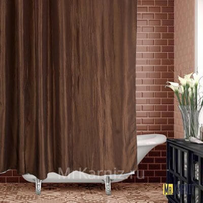 Штора для ванной Двухслойная Органза коричневая