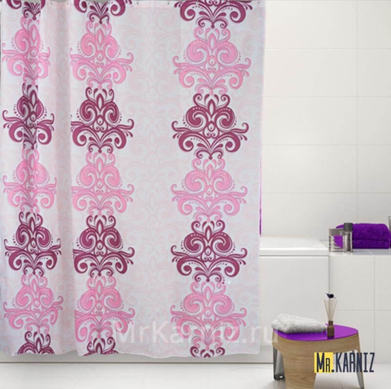 Штора для ванной DAMASK розовая Штора для ванной DAMASK розовая