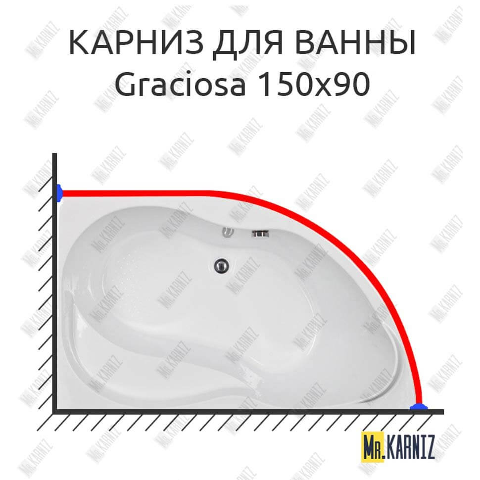 Карниз для ванны Aquanet Graciosa 150х90 Усиленный 25 мм MrKARNIZ Карниз для ванны Aquanet Graciosa 150х90 Усиленный 25 мм MrKARNIZ