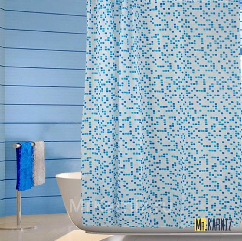 Штора для ванной Little Checks голубая Штора для ванной Little Checks голубая